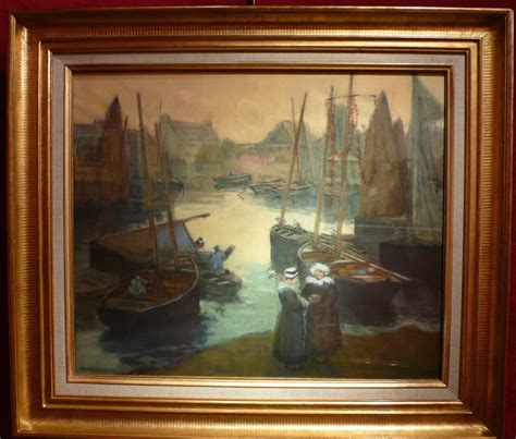 Barnoin Henri Tableau Ancien Debut 20è Bretagne Retour De Peche A