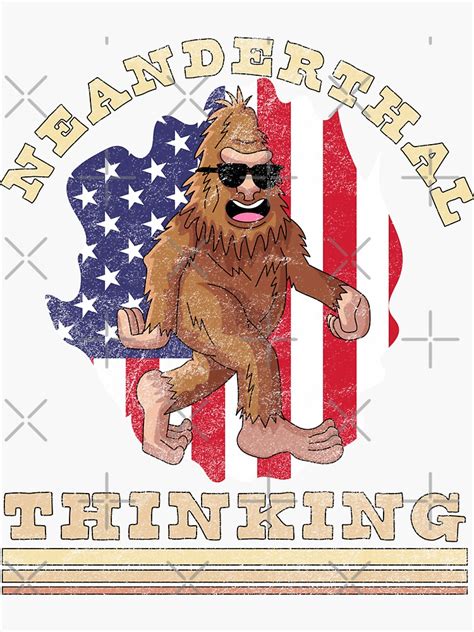 Neanderthal Thinking American Flag Retro Vintage Sticker For Sale By