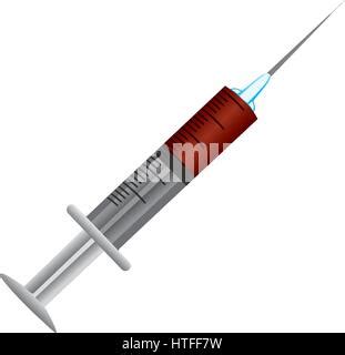 Syringe And Drop Icon Flat Color Pictogram On White Background Vector