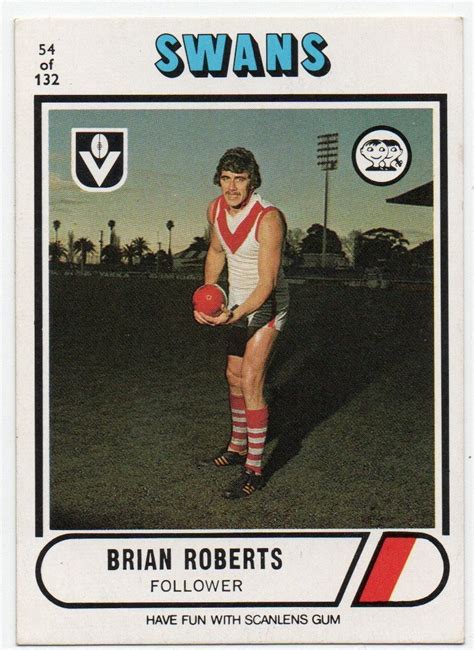 1976 Vfl Scanlens 54 Brian Roberts South Melbourne Apt Collectables