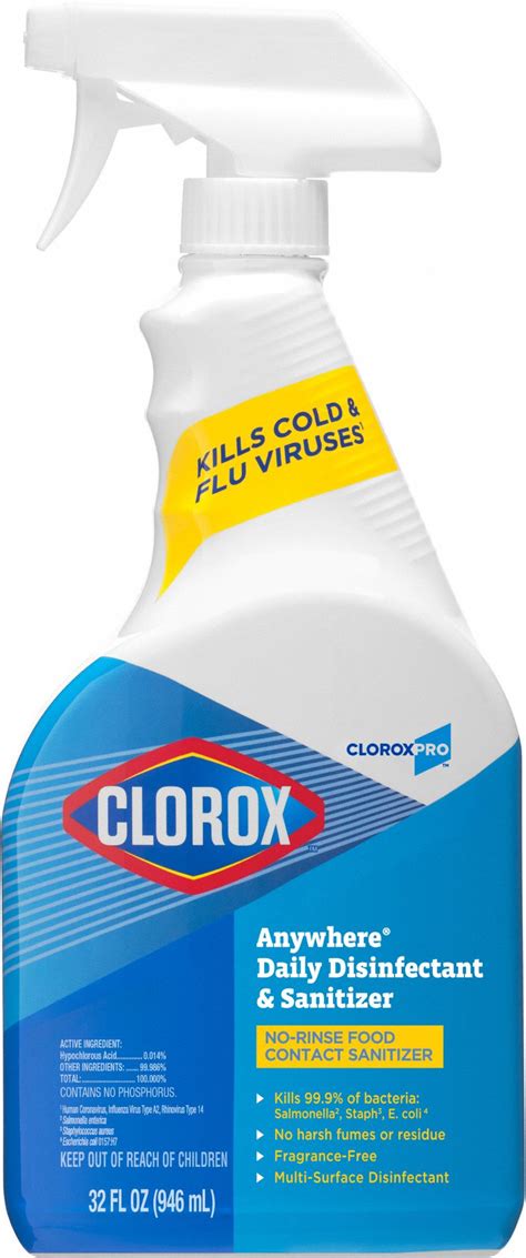 CLOROX, Trigger Spray Bottle, 32 oz Container Size, Sanitizing Spray ...