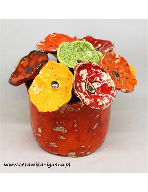 Wielki Flowerbox Z Kwiatami Ceramicznymi Szt Handmade Rekodzie O