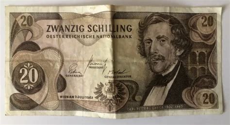 Sterreichische Zwanzig Schilling Banknote Carl Ritter Chega