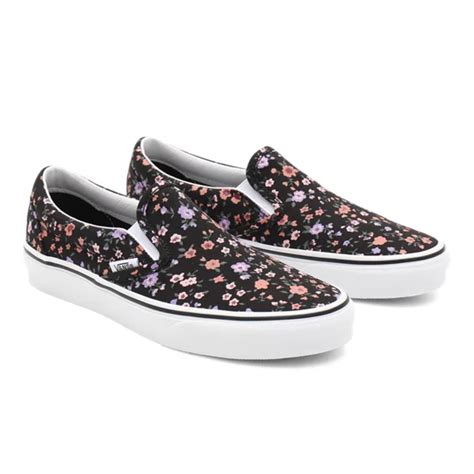 Floral Classic Slip On Shoes Black Vans