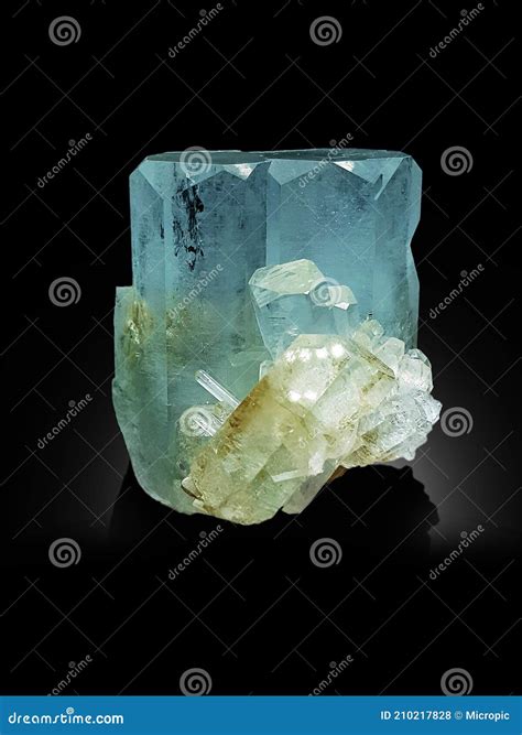 Very Beautiful Blue Aquamarine Var Beryl Crystal With Muscovite