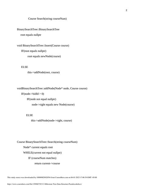 SOLUTION 5 3 Milestone Tree Data Structure Pseudocode Docx Studypool