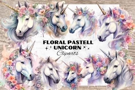 Pastell Fantasy Unicorn With Flowers Graphic By Painting Pixel Studio