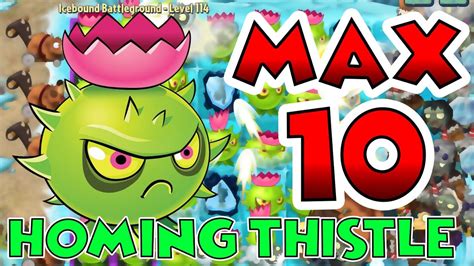 Plants Vs Zombies 2 Max Level Up Homing Thistle Max Level 10 Epic Power Up Youtube