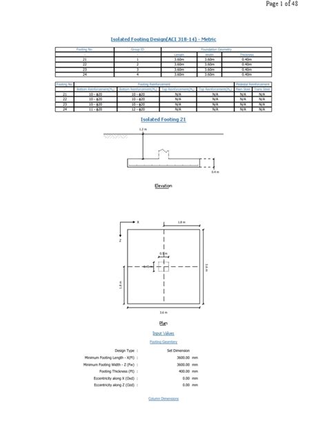 Isolated Footing Design Aci 318 14 Metric Footing No Group Id