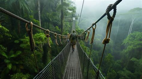 Tourists Walking on a Canopy Walkway in Dense Jungle Stock Image ...