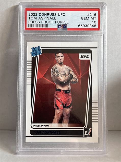 2022 Donruss UFC Rated Rookie Press Proof Tom Aspinall Rookie RC PSA 10