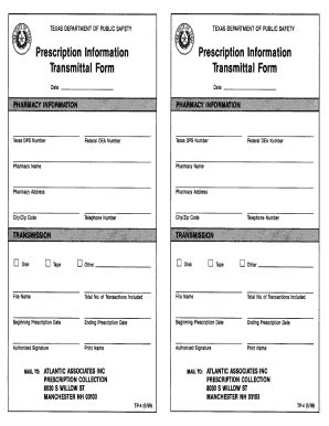 Fillable Online Txdps State Tx Prescription Information Transmittal