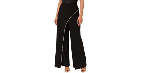 Adrianna Papell Embellished Crepe Straight Leg Pants In Black Lyst