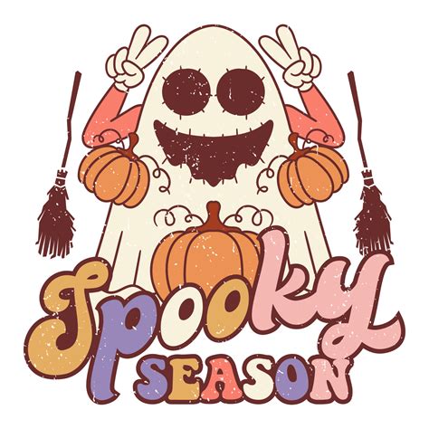 Spooky Season With Smile Ghost Cute Retro Halloween Design Retro