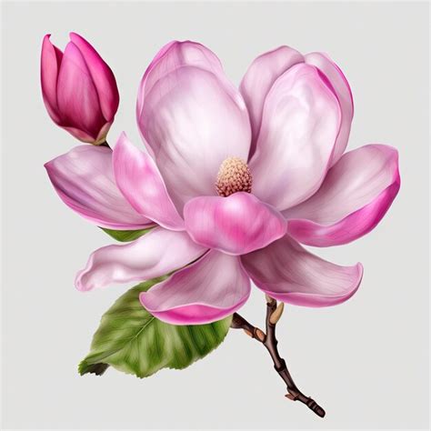 Premium Photo A Pink Magnolia Flower Isolated On White Background