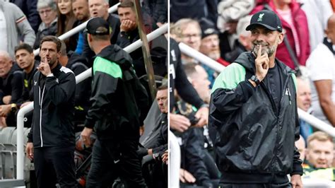 Liverpool Boss Jurgen Klopp Spotted Silencing Newcastle Assistant Jason Tindall Goes Viral But