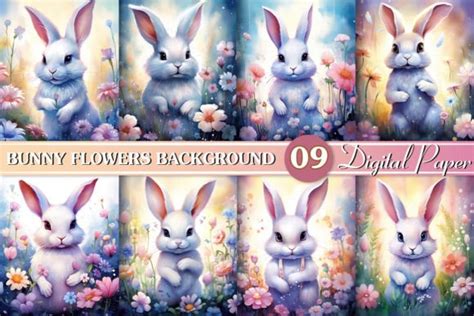 Bunny Flowers Background Graphic By Magic World · Creative Fabrica