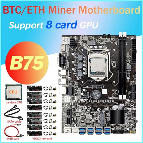 B75 8 cartão de mineração placa mãe cpu 8x ver12x riser cards