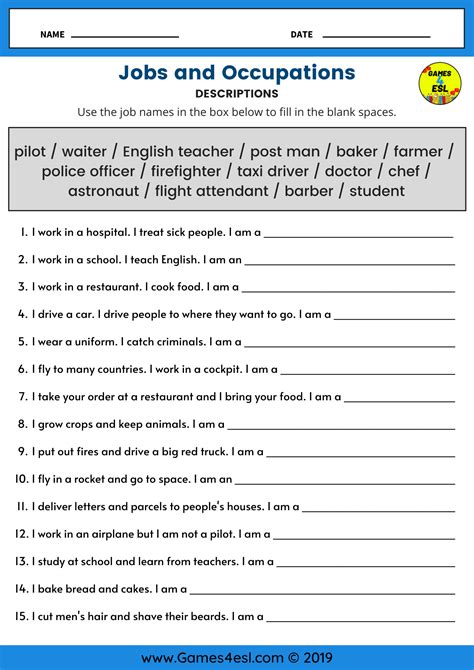 Esl Level 2 Worksheets