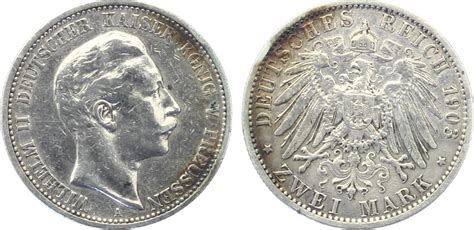 1903 2 Mark Preussen Wilhelm II Jaeger 102 Ss MA Shops