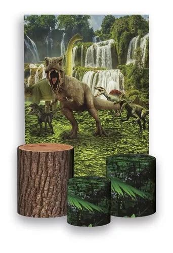 Painel De Festa Trio Capa Cilindro Dinossauro Cachoeira Mercadolivre