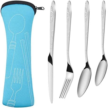 Nivofu Travel Cutlery Set Stainless Steel Flatware Sets Knife Fork