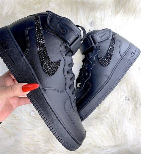 Men S Swarovski Crystal Nike Air Force One Jet Black Diamond Swarovski