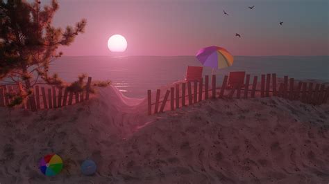 Beach scene I made with improved lighting based on suggestions. Let me ...