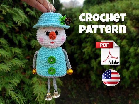 Crochet PATTERN Snowman Ornament Christmas Ornament Pattern - Etsy