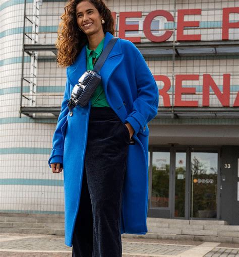 Manteau En Laine SIMONE Bleu Cobalt