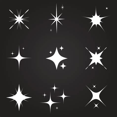 White Sparkling And Twinkling Symbols Vector The Set Of Original