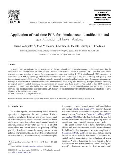 PDF Application Of Real Time PCR For Simultaneous Identification And