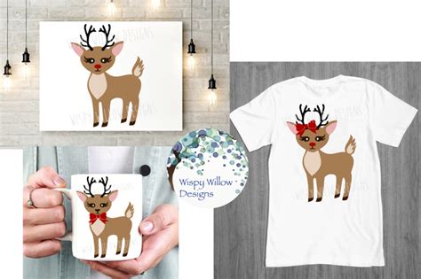 Girly Reindeer Bundle Rudolph Christmas Svg Dxf Eps Png Pdf By