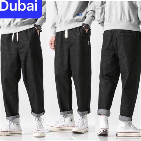 QUẦN BAGGY JEAN NAM CHẤT BÒ ĐEN LƯNG THUN CẠP CHUN ỐNG RỘNG DÀI SÀNH ĐIỆU HÈ NHẬT BẢN HOT TREND