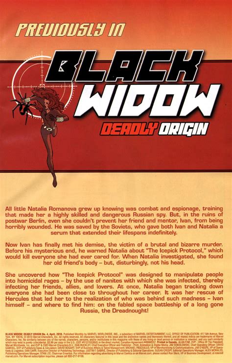 Read Online Black Widow Deadly Origin Comic Issue 4