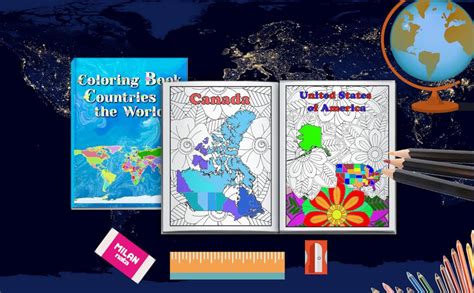 World Country Maps Colouring Book: Maps of Countries with Regions ...