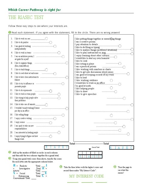 RIASEC Personality Test | PDF | Engineering