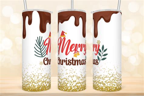 Merry Christmas Glitter Tumbler Wrap Graphic By Tintin Design