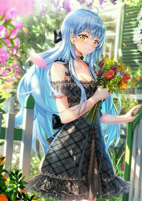 Pin Di Blue Hair Anime Girl