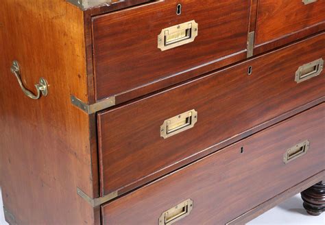 Mahogany Brass Bound Campaign Chest 19th Century Vintage British