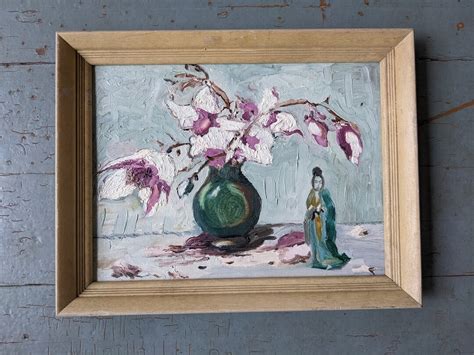 Vintage Framed Original Oil Painting of Magnolia Flowers - Etsy