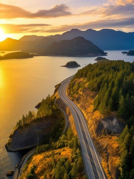 Premium Photo | Sea to sky highway on pacific ocean west coast aerial ...