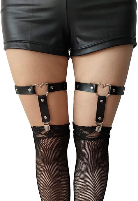 Heart Shaped Soft Leather Thigh Garter Women Elastic Heart Etsy