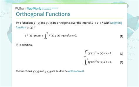 Orthogonal Functions From Wolfram MathWorld