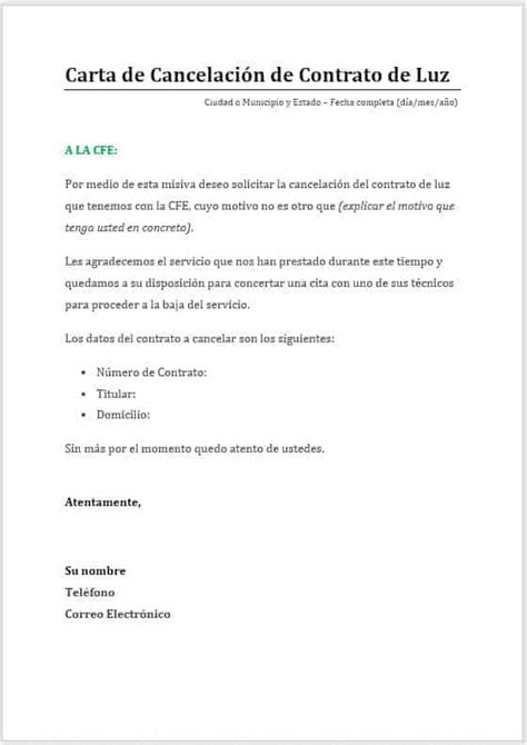 Carta De Cancelacion De Contrato De Prestacion De Servicios Compartir