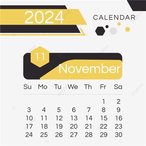 2024 Monatskalender November Einfach Gelb Zwei Tausend Und