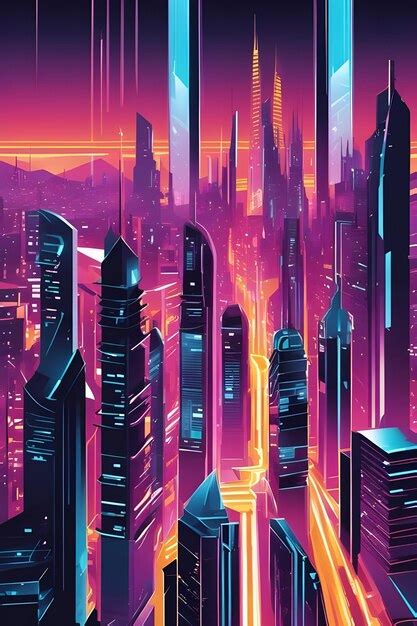 Premium AI Image | Digital futuristic city poster vector ai generation