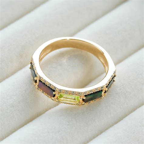 Bague P Ridot Arc En Ciel Argent Plaqu Or Moment Ici