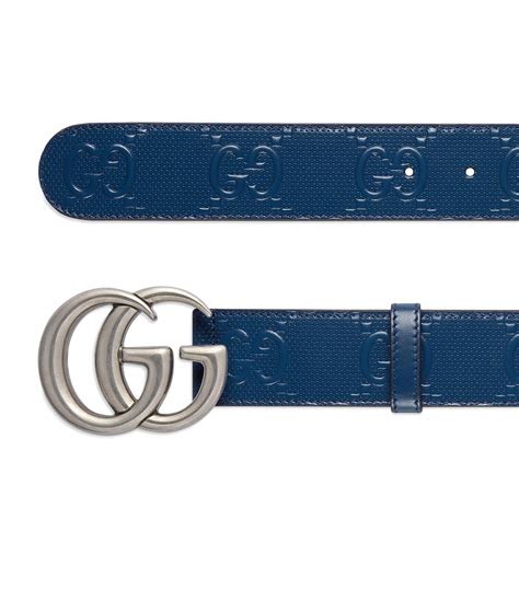 Mens Gucci Blue Leather Interlocking G Belt Harrods UK