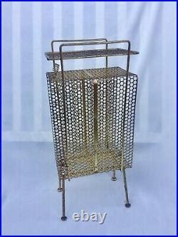 MCM Metal Telephone Magazine Stand Wire Rack Record Holder Atomic Gold